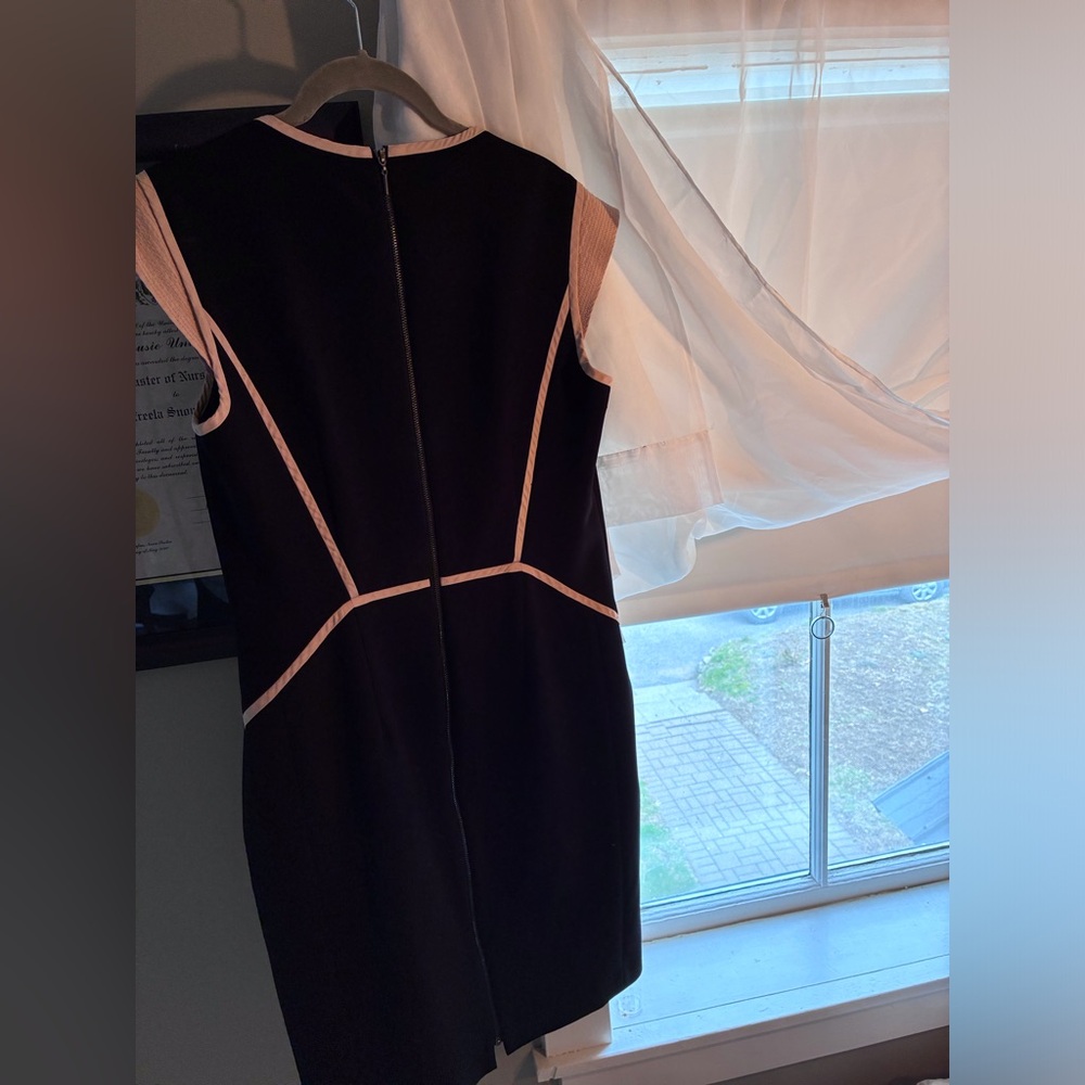 Rebecca Taylor Black Mini Dress with Blush Trim
